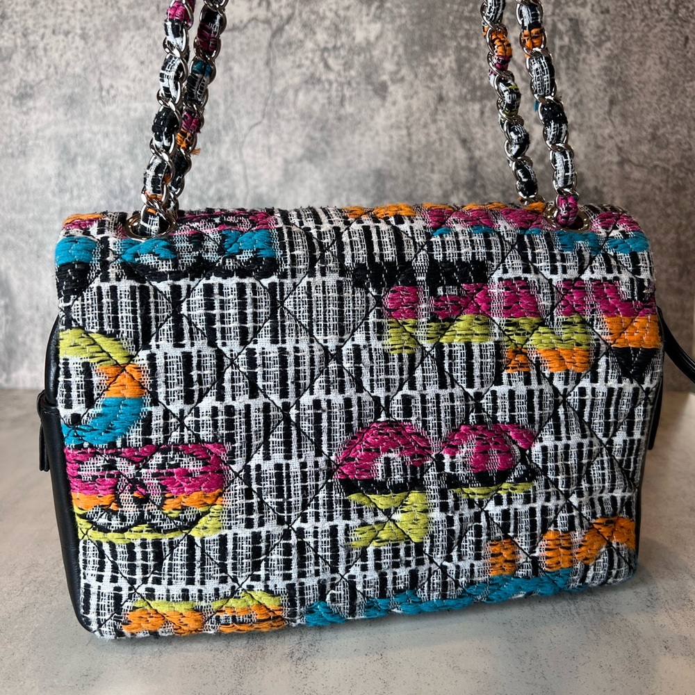15P Chanel Fantasy Tweed Easy Flap Multicolor SHW SN 20891973 - Picture 5 of 17